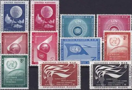 UNO NEW YORK 1957 Mi-Nr. 55-65 kompletter Jahrgang/complete year set ** MNH