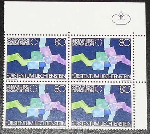 LIECHTENSTEIN 1979 Mi-Nr. 729 Eckrand-Viererblock ** MNH