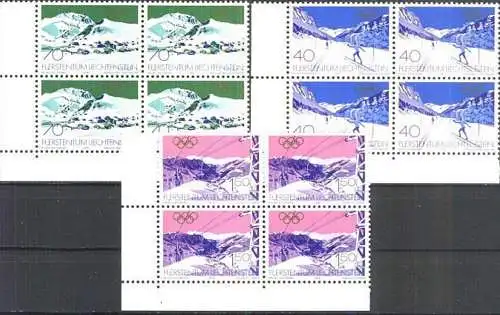 LIECHTENSTEIN 1979 Mi-Nr. 735/37 Eckrandviererblocks ** MNH