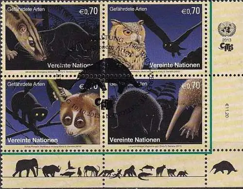 UNO WIEN 2013 Mi-Nr. 793/96 gefährdete Arten o used - aus Abo