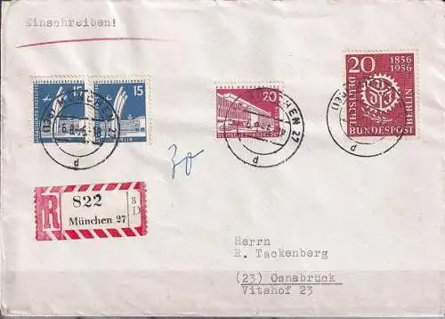 BERLIN 1956 Mi-Nr. 139 mit 145/46 auf Einschreibe-Brief