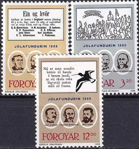 FÄRÖER 1988 Mi-Nr. 172/74 ** MNH