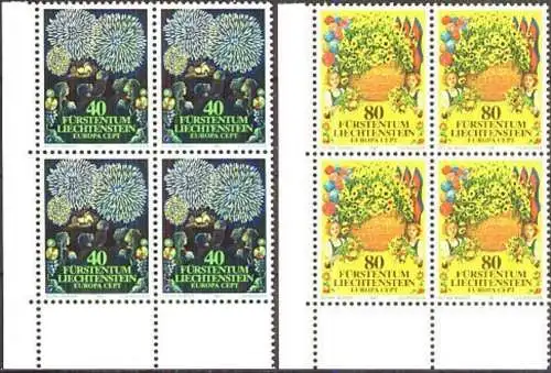 LIECHTENSTEIN 1981 Mi-Nr. 764/65 Eckrandviererblocks ** MNH