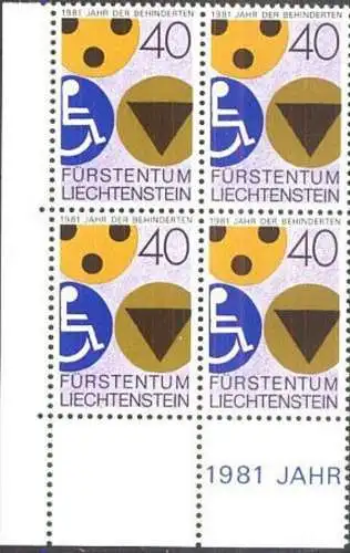 LIECHTENSTEIN 1981 Mi-Nr. 774 Eckrand-Viererblock ** MNH