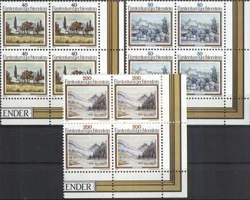 LIECHTENSTEIN 1983 Mi-Nr. 821/23 Eckrandviererblocks ** MNH