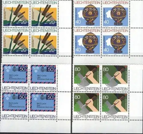 LIECHTENSTEIN 1983 Mi-Nr. 824/27 Eckrand-Viererblocks ** MNH