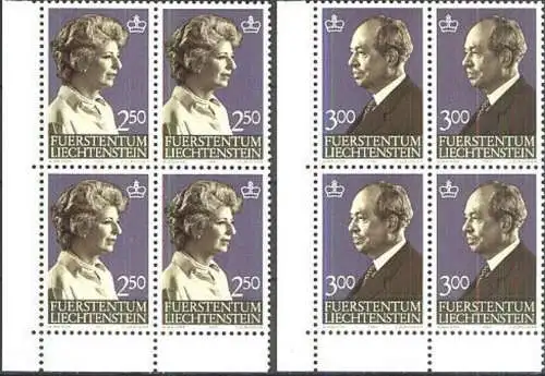 LIECHTENSTEIN 1983 Mi-Nr. 828/29 Eckrand-Viererblocks ** MNH