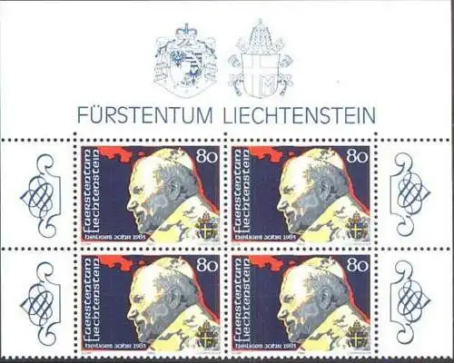 LIECHTENSTEIN 1983 Mi-Nr. 830 Eckrand-Viererblock ** MNH
