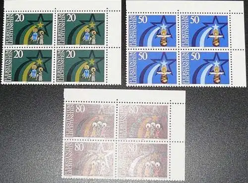 LIECHTENSTEIN 1983 Mi-Nr. 831/33 Eckrand-Viererblocks ** MNH