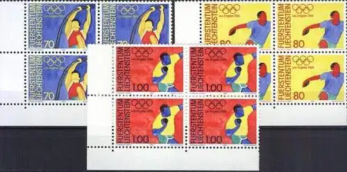 LIECHTENSTEIN 1984 Mi-Nr. 846/48 Eckrand-Viererblocks ** MNH