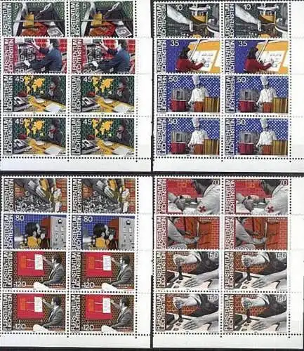 LIECHTENSTEIN 1984 Mi-Nr. 849/60 Eckrandviererblocks ** MNH