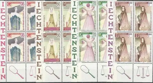 LIECHTENSTEIN 1985 Mi-Nr. 871/74 Eckrand-Viererblocks ** MNH