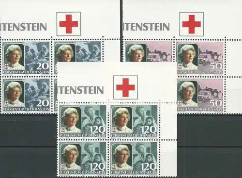 LIECHTENSTEIN 1985 Mi-Nr. 875/77 Eckrand-Viererblocks ** MNH