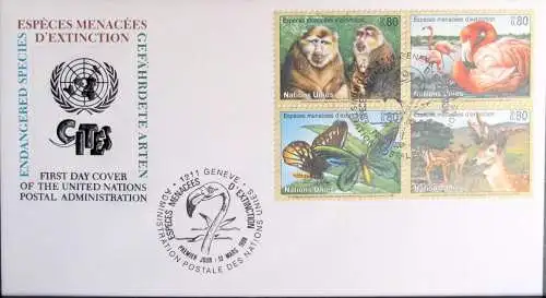 UNO GENF 1998 Mi-Nr. 330/33 gefährdete Arten FDC