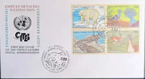 UNO GENF 1997 Mi-Nr. 305/08 gefährdete Arten FDC