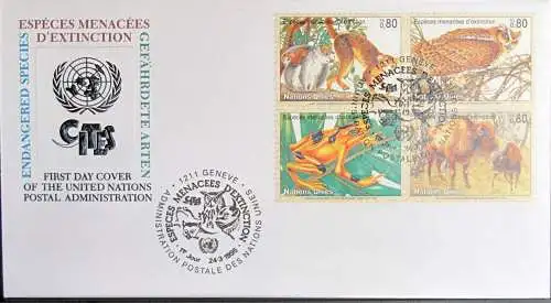 UNO GENF 1995 Mi-Nr. 263/66 gefährdete Arten FDC
