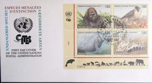 UNO GENF 1993 Mi-Nr. 227/30 gefährdete Arten FDC