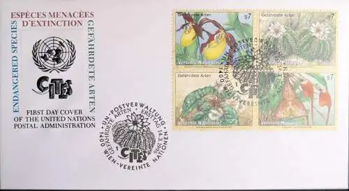 UNO WIEN 1996 Mi-Nr. 205/08 gefährdete Arten FDC