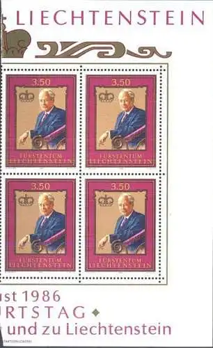 LIECHTENSTEIN 1986 Mi-Nr. 903 Eckrandviererblock ** MNH