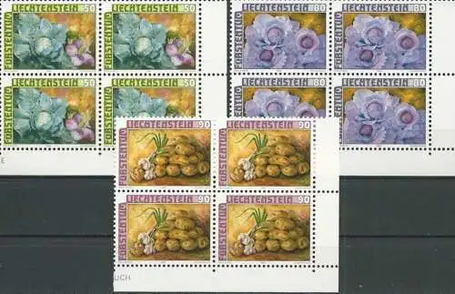 LIECHTENSTEIN 1986 Mi-Nr. 904/06 Eckrandviererblocks ** MNH