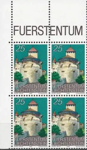 LIECHTENSTEIN 1989 Mi-Nr. 962 Eckrandviererblock ** MNH