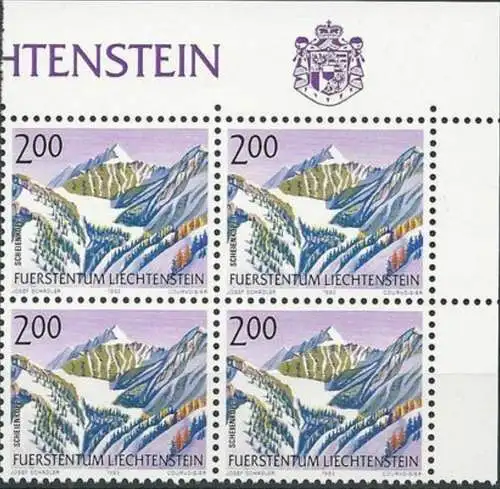 LIECHTENSTEIN 1993 Mi-Nr. 1059 Eckrandviererblock ** MNH