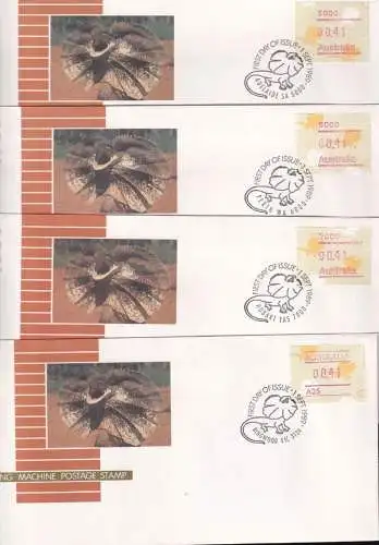 AUSTRALIEN 1989 Mi-Nr. ATM 14.1 - 14.8 Automatenmarken FDC