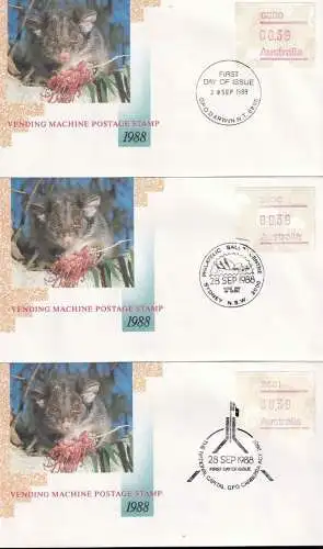 AUSTRALIEN 1988 Mi-Nr. ATM 12.1 - 12.8 Automatenmarken FDC