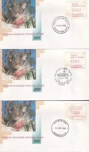 AUSTRALIEN 1988 Mi-Nr. ATM 12.1 - 12.8 Automatenmarken FDC