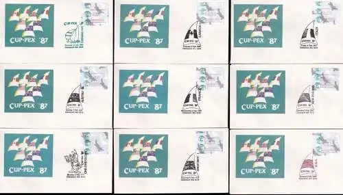 AUSTRALIEN 1987 Mi-Nr. ATM 7 Automatenmarken 9 Briefe Cup-Pex mit versch. Stempeln
