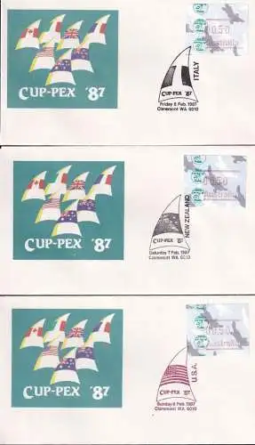 AUSTRALIEN 1987 Mi-Nr. ATM 7 Automatenmarken 9 Briefe Cup-Pex mit versch. Stempeln
