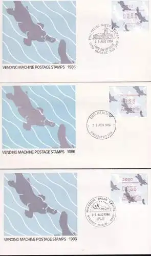 AUSTRALIEN 1986 Mi-Nr. ATM 6.1 - 6.8 Automatenmarken FDC