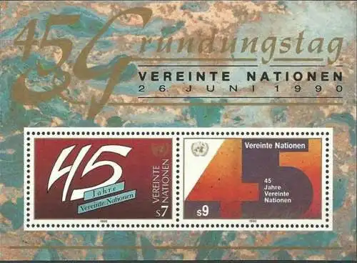 UNO WIEN 1990 Mi-Nr. Block 5 ** MNH