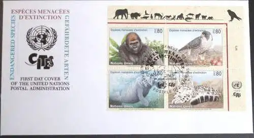 UNO GENF 1993 Mi-Nr. 227/30 Viererblock FDC