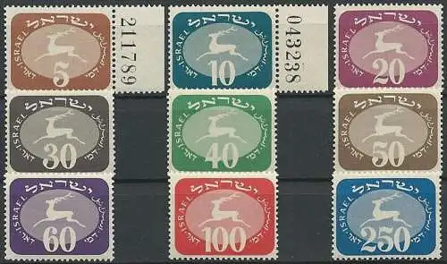 ISRAEL 1952 MI-Nr. Porto 12/20 ** MNH