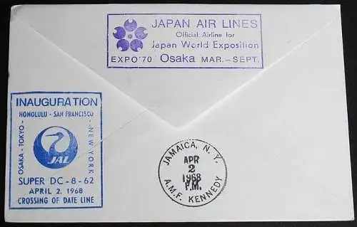 JAPAN 1968 FIRST FLIGHT EXPO 1970 JAL TRANSPACIFIC ROUTE