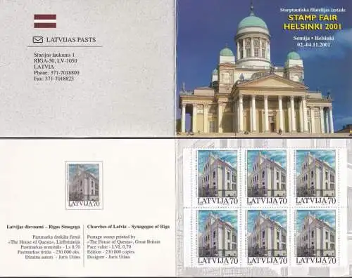 LETTLAND 2001 Mi-Nr. MH 556 Markenheft/booklet ** MNH