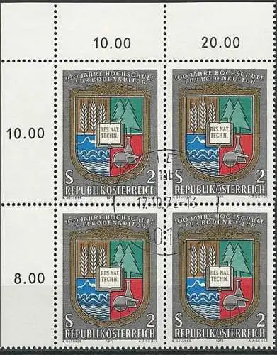 ÖSTERREICH 1972 Mi-Nr. 1401 Eckrand-Viererblock o used - aus Abo