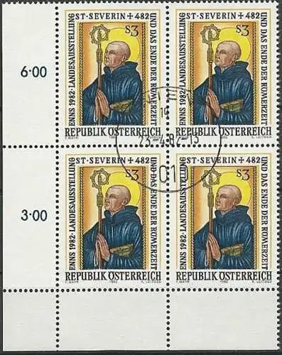 ÖSTERREICH 1982 Mi-Nr. 1699 Eckrand-Viererblock o used - aus Abo