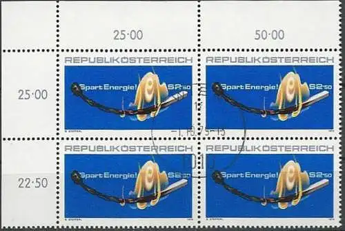 ÖSTERREICH 1979 Mi-Nr. 1622 Eckrand-Viererblock o used - aus Abo