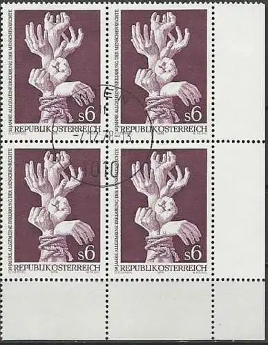 ÖSTERREICH 1978 Mi-Nr. 1595 Eckrand-Viererblock o used - aus Abo