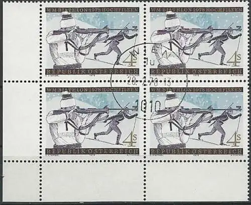ÖSTERREICH 1978 Mi-Nr. 1568 Eckrand-Viererblock o used - aus Abo