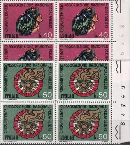 ITALIEN 1974 Mi-Nr. 1451/52 Viererblocks ** MNH