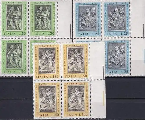 ITALIEN 1973 Mi-Nr. 1427/29 Viererblocks ** MNH