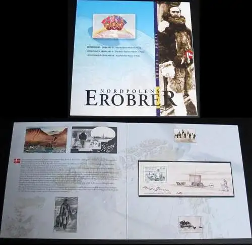 GRÖNLAND 2005 FOLDER EXPEDITIONEN IN GRÖNLAND III mit Mi-Nr. Block 32 ** MNH