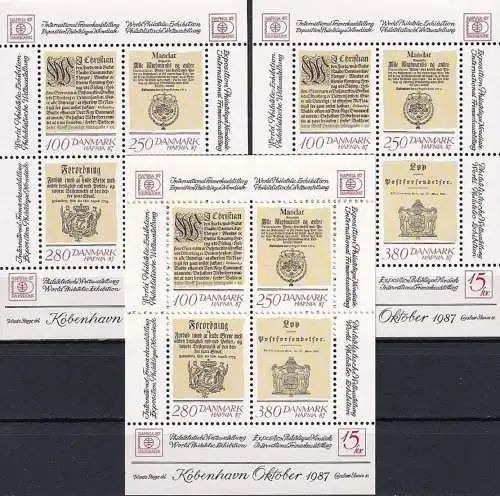 DÄNEMARK 1985 Mi-Nr.  Block 4 3 Stück ** MNH