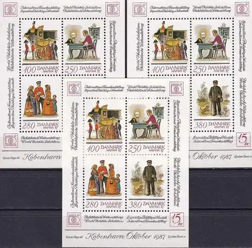 DÄNEMARK 1986 Mi-Nr. Block 6 3 Stück ** MNH