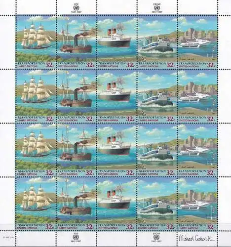 UNO NEW YORK 1997 Mi-Nr. 741/45 Kleinbogen ** MNH