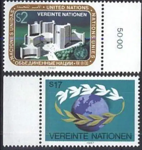 UNO WIEN 1987 Mi-Nr. 73/74 ** MNH