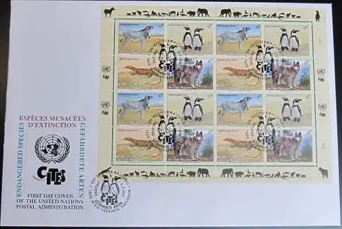 UNO WIEN 1993 Mi-Nr. 143/46 Kleinbogen FDC